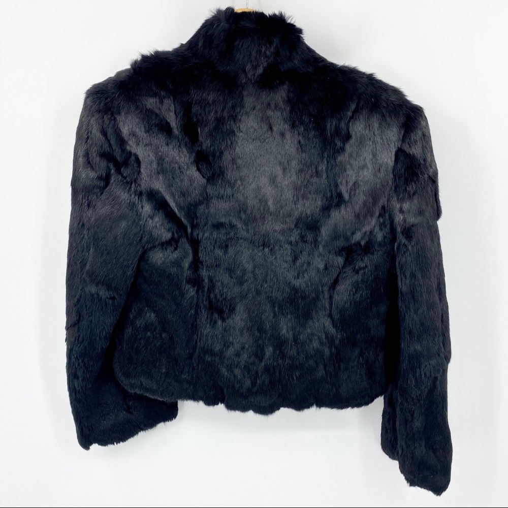Vintage Cropped Black Rabbit Fur Coat Jacket M/L - Picture 5 of 16